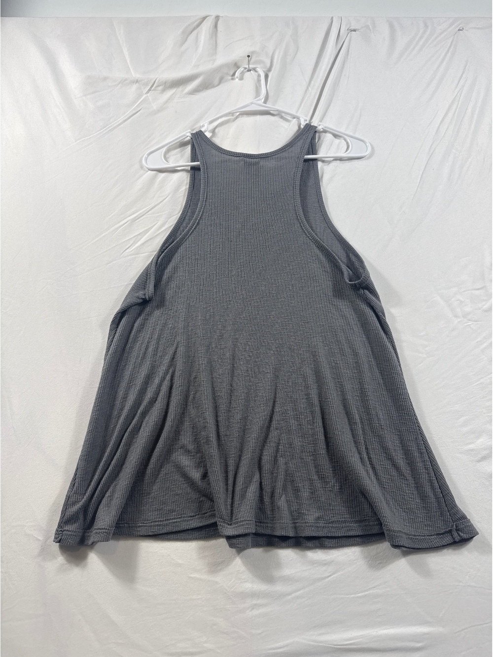 Free People Gray Ribbed Racerback Tank Top Size Large - Picture 4 of 4